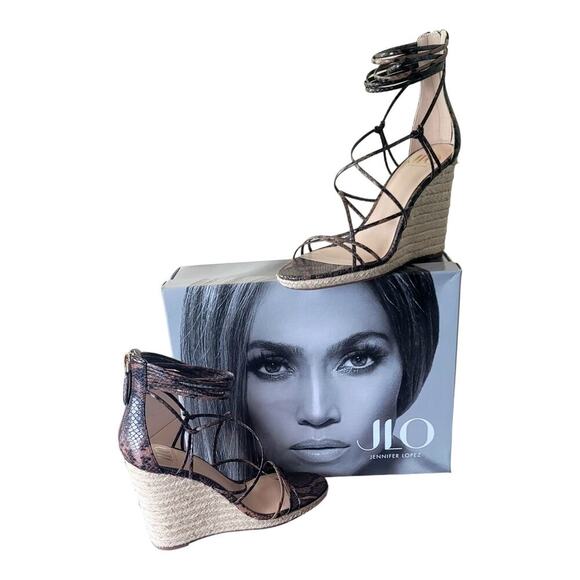 Jlo Jennifer Lopez Callie Strappy Back Zip EspadrilleWedge Sandal - Picture 2 of 8